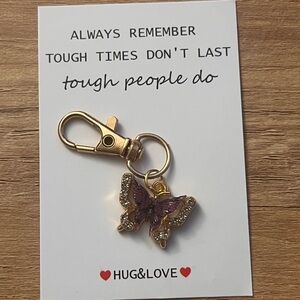 Gold and Purple Butterfly Keychain